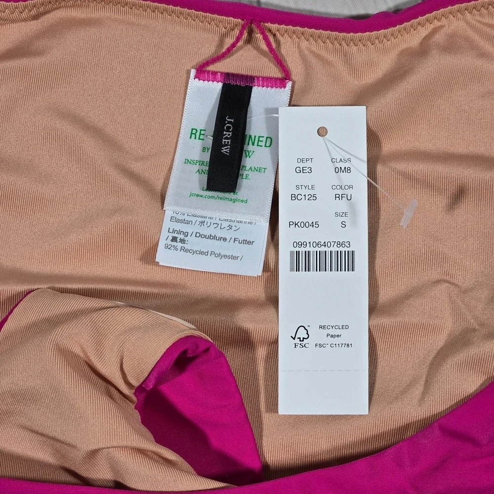 J. Crew Curved-waist cheeky‎ bikini bottom Radiant Fuchsia S NWT